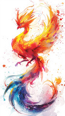 National trend phoenix illustration element, national trend festival scene concept illustration - obrazy, fototapety, plakaty
