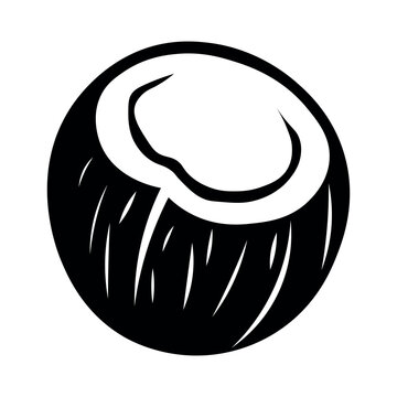 black vector coconut icon on white background