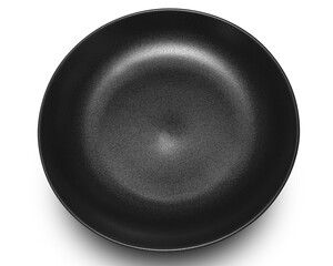 Black circle ceramics plate isolated on white background.