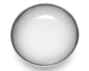 Grey circle ceramics plate isolated on white background.