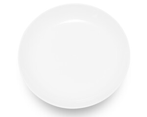 White circle ceramics plate isolated on white background.