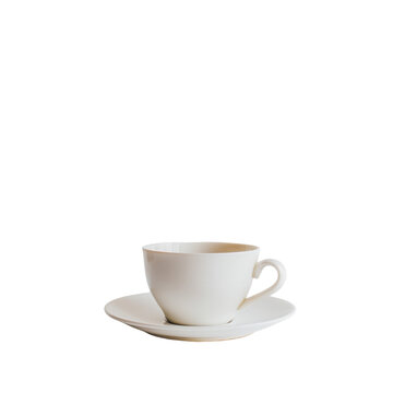 white cup and saucer isolated in white background