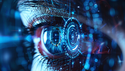 Fototapeta na wymiar Abstract high-tech eye concept, face recognition and access concept illustration