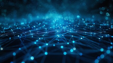 Obraz premium Blockchain network glowing overhead