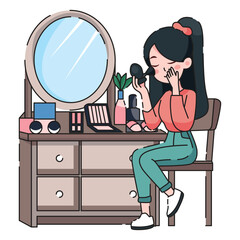 girl make up flat design vector illustration