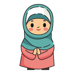 moslem girl flat design vector illustration