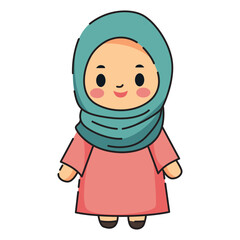 moslem girl flat design vector illustration