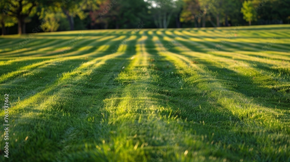 Poster the intricate pattern of mowing lines showcasing the attention to detail of the groundskeepers.