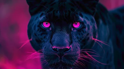 Tuinposter Black panther unique design and  neon lights. © FDX