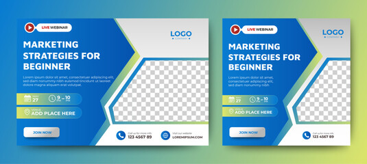 marketing strategies for beginner ads banner template. vector