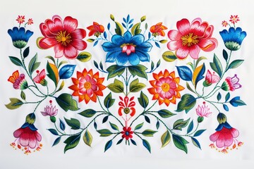 Bright Slovak embroidery, a fusion of tradition and art - obrazy, fototapety, plakaty