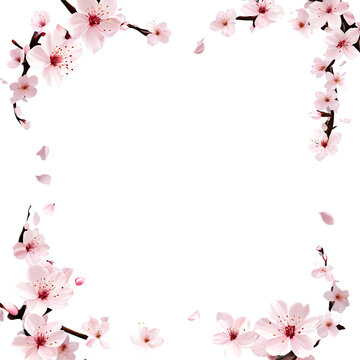 Elegant border of swirling cherry blossom petals, isolated on transparent background Transparent Background Images 