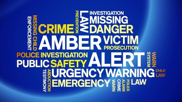 Amber Alert animated word cloud;text design animation tag kinetic typography seamless loop.
