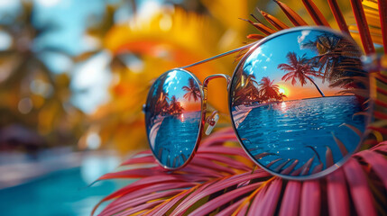 Tropical Paradise In Sunglass Reflection