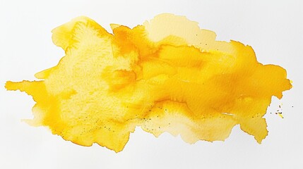 Naklejka premium Yellow Watercolor Stain on White Background. Texture, Splash, Watercolor, Water, Liquid, Paper, Artistic, Banner, Art, Abstract, Bright, Colour, Graphic, Drawing 