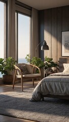 Relaxing Bedroom with Balcony Doors and Sea View
