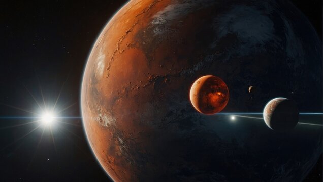 Majestic Mars and Moons in Solar Symphony