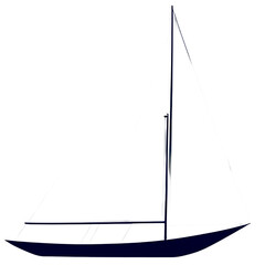 Stylized silhouette of a lone sailboat on a tranquil lake, isolated on transparent background Transparent Background Images 