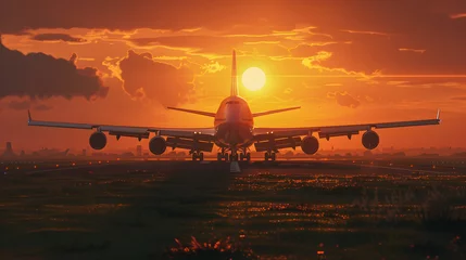 Foto op Canvas Majestic Jumbo Plane in Nature's Embrace: An Epic Manifestation of Technological Brilliance Against the Mesmerizing Sunset © Lela