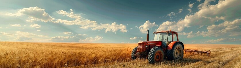 Organic grain fields panoramic