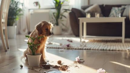 The dog has stained the floor in the room.