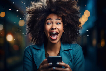 Business phone office and black woman laughing at