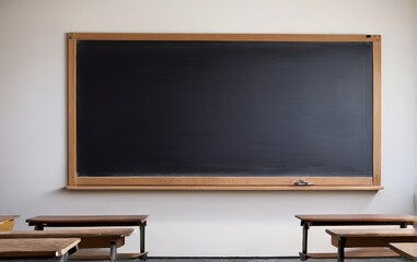 Blank blackboard with chalk on blackboard classroom
