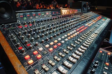 Sound Engineer at the Mixing Console: Audio Control and Audio Adjustment