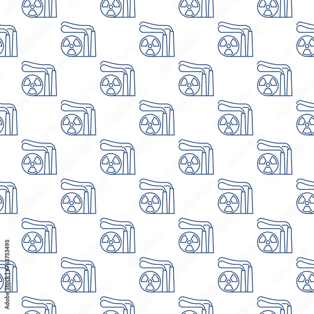Poster nuclear power generator vector radiation seamless pattern in outline style