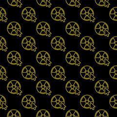 Mouse Click on Radiation symbol vector seamless pattern in outline style