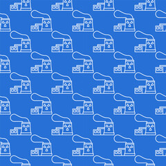 Nuclear Power Plant vector Radiation outline seamless pattern