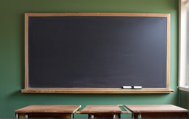Blank blackboard with chalk on blackboard classroom