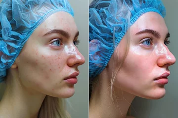 Fotobehang Skin Transformation: Before and After the Cleansing Treatment © ЮРИЙ ПОЗДНИКОВ