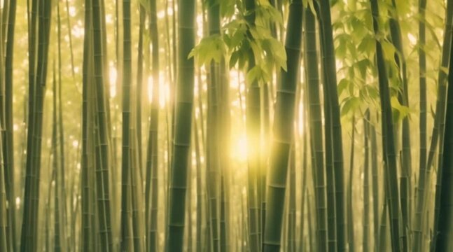 many 3d bamboo green trees. beautiful background