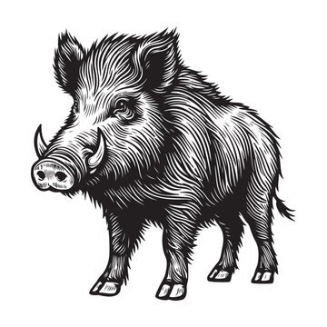 recommend clip art: Line art of wild boar vector