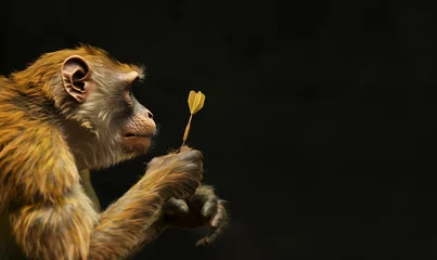 Fotobehang 猿のダーツ投げ。投資理論。バナー背景、コピースペース © tsuyoi_usagi