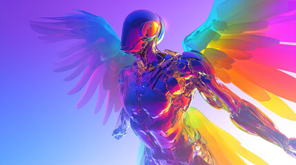 Fototapeta premium AI art, colorful android background