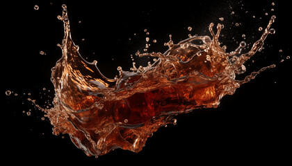 cola splash on black background