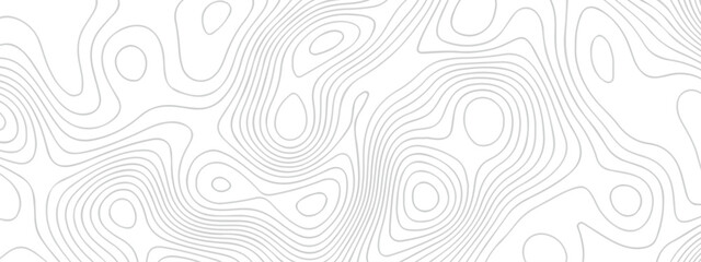 Fototapeta premium Lines map seamless topographic contour lines vector pattern. Geographic map and topographic contours map background. Vector illustration. White wave paper reliefs.