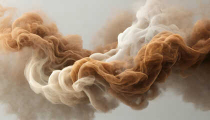 brown and cream smoke perform on a light color background abstract wallpaper - obrazy, fototapety, plakaty