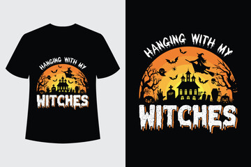 Hanging with my witches Halloween t-shirt design
 - obrazy, fototapety, plakaty