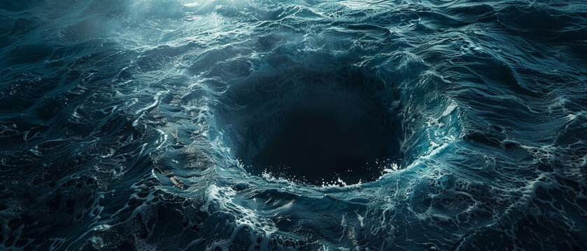Conceptual image of a bottomless pit, symbolizing hopelessness, stark and profound