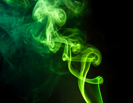 green abstract smoke on black background