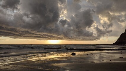 A stormy day sunset - Southern California beach scenes with sunsets, surfers, tide pools and palms...