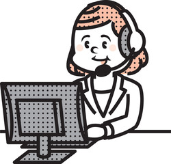 コールセンターで働く女性のイラスト