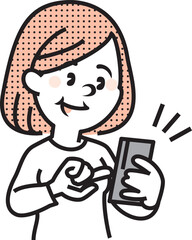 スマホで予約する女性のイラスト
