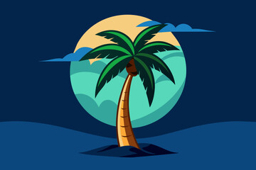 Fototapeta na wymiar Palm tree the moon vector art illustration (17).svg, Palm tree the moon vector art illustration
