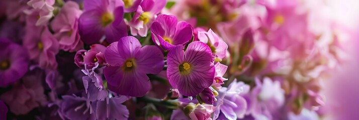 A close detailed photo of a bouquet of spring, summer, autumn flowers, a banner