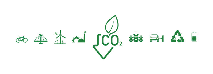 reducing CO2 emissions to stop climate change. green energy background	