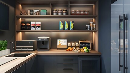 A small office pantry with a modern minimalist touch
